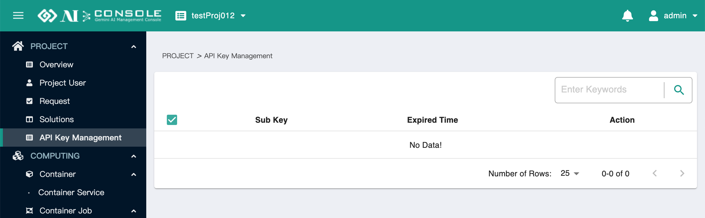 API key management