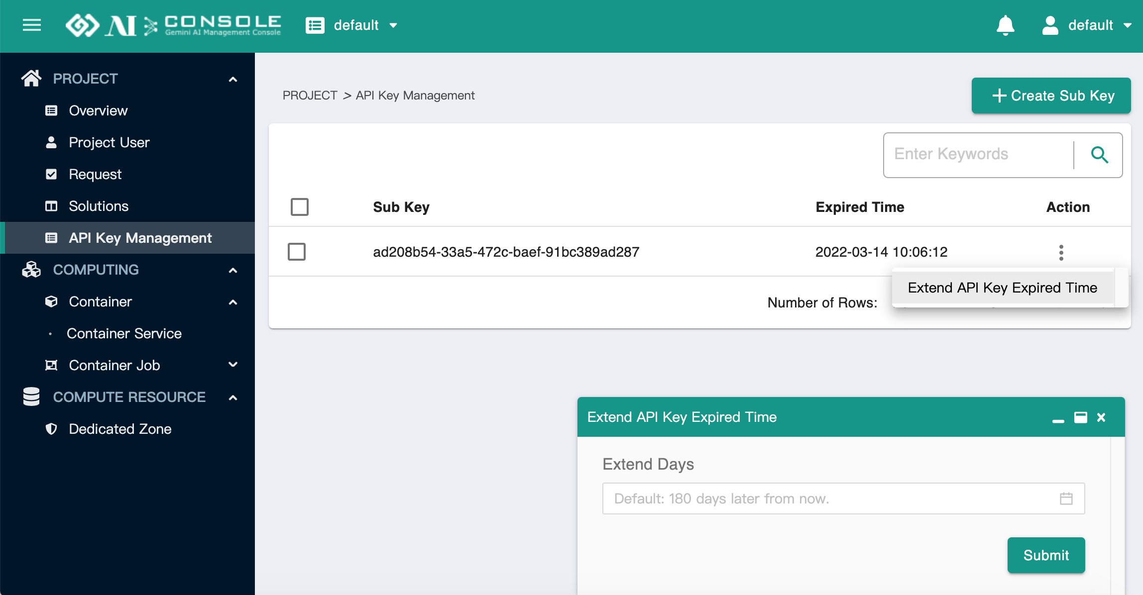 apikey extend