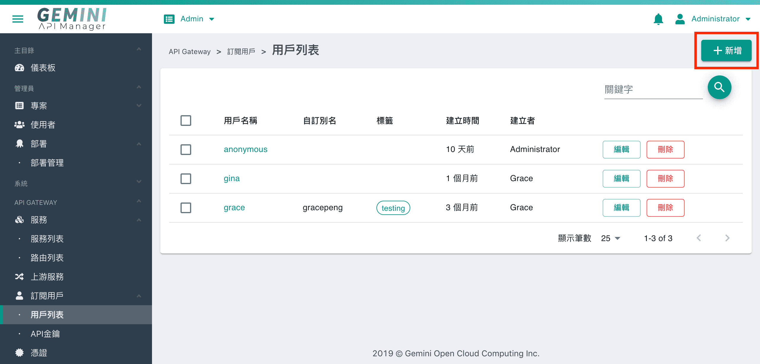 用戶列表