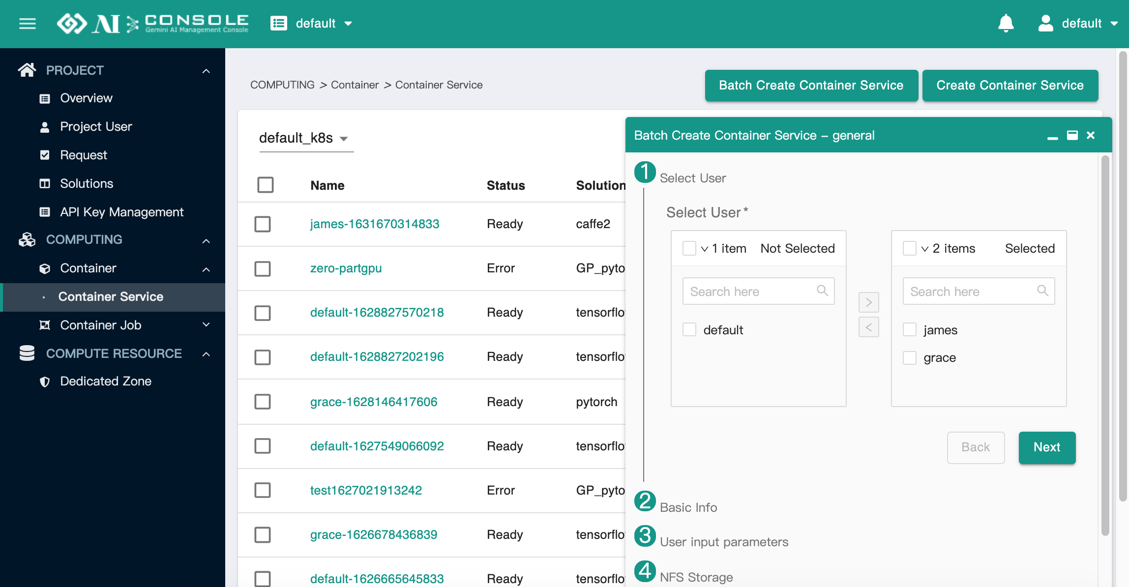 container batch create