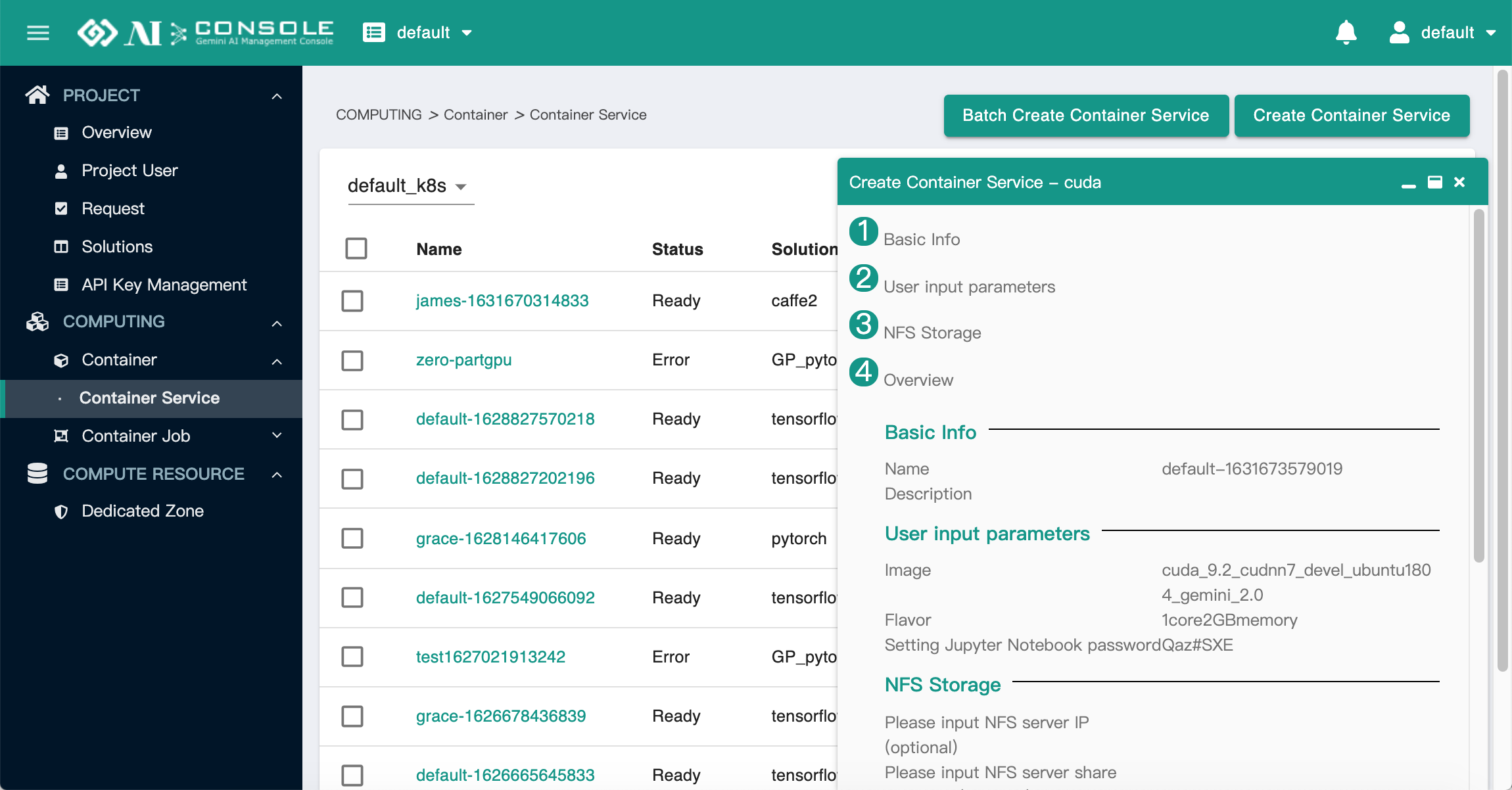 container create overview
