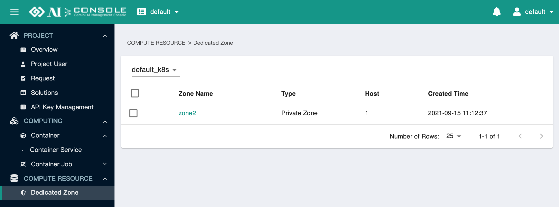 dedicated zone