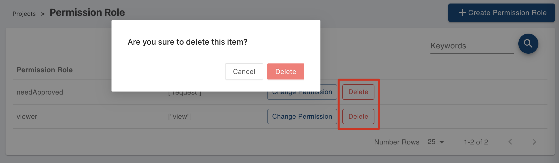 Delete Permission Role