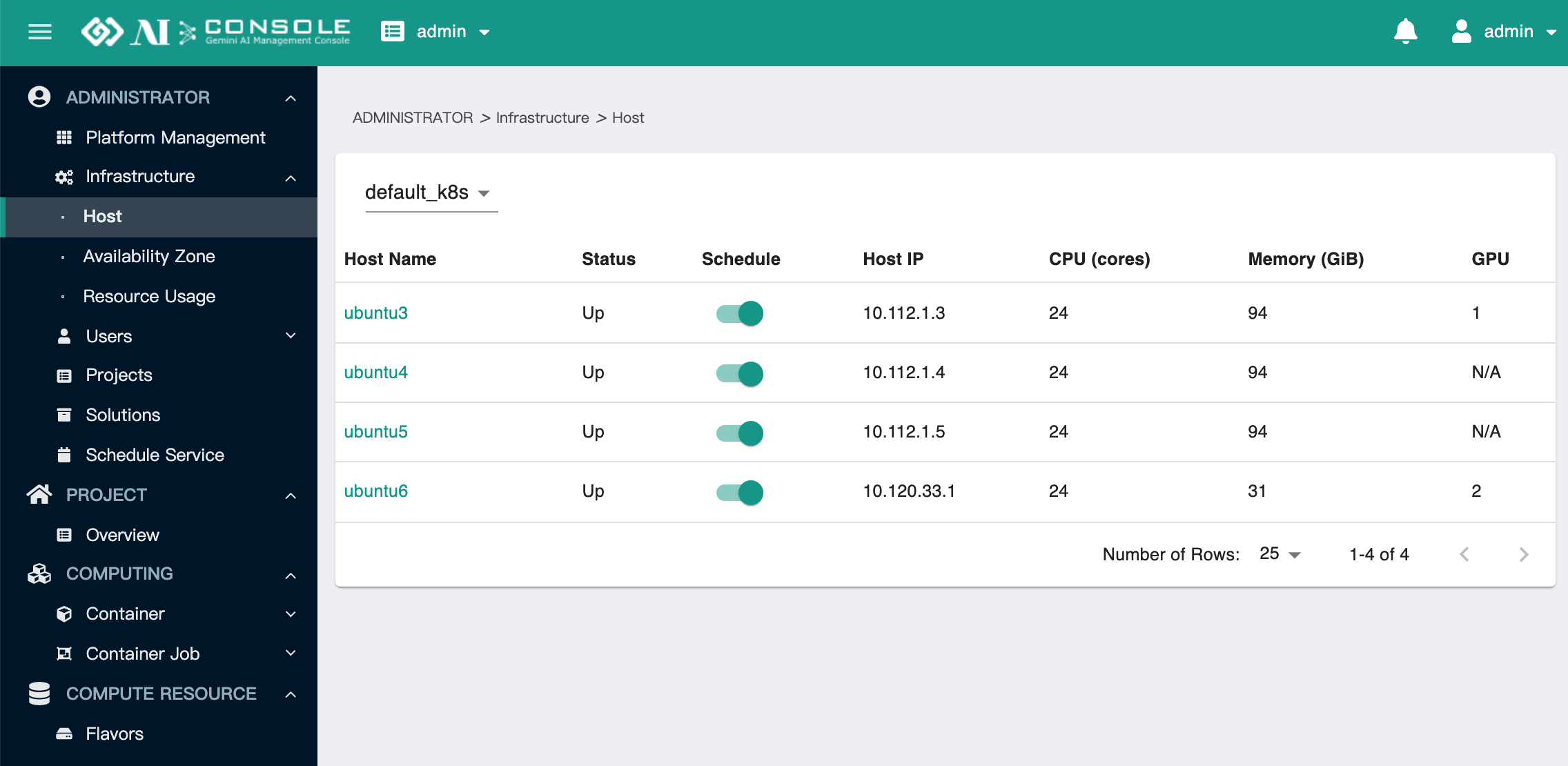 infrastruct host
