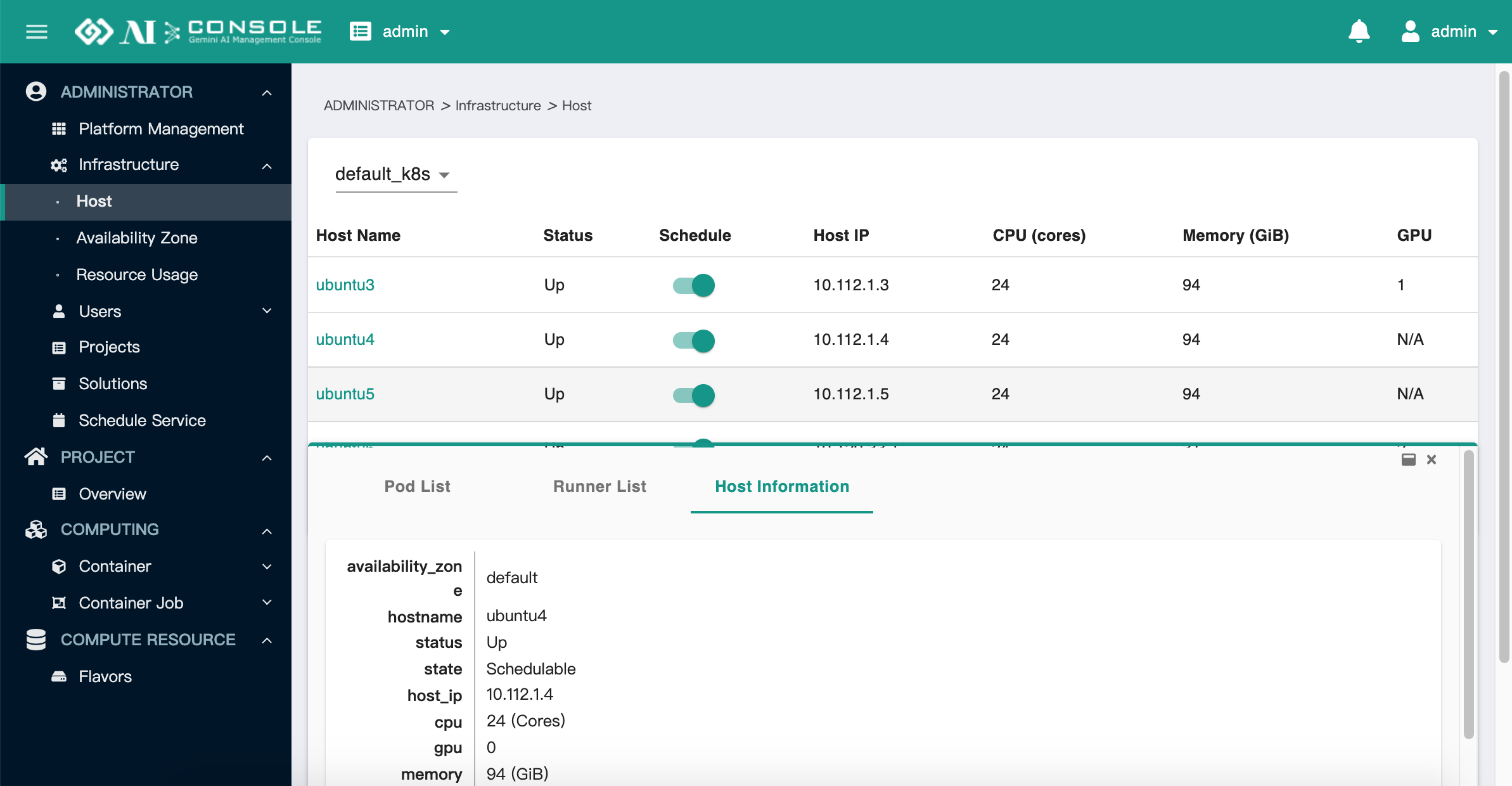 host information