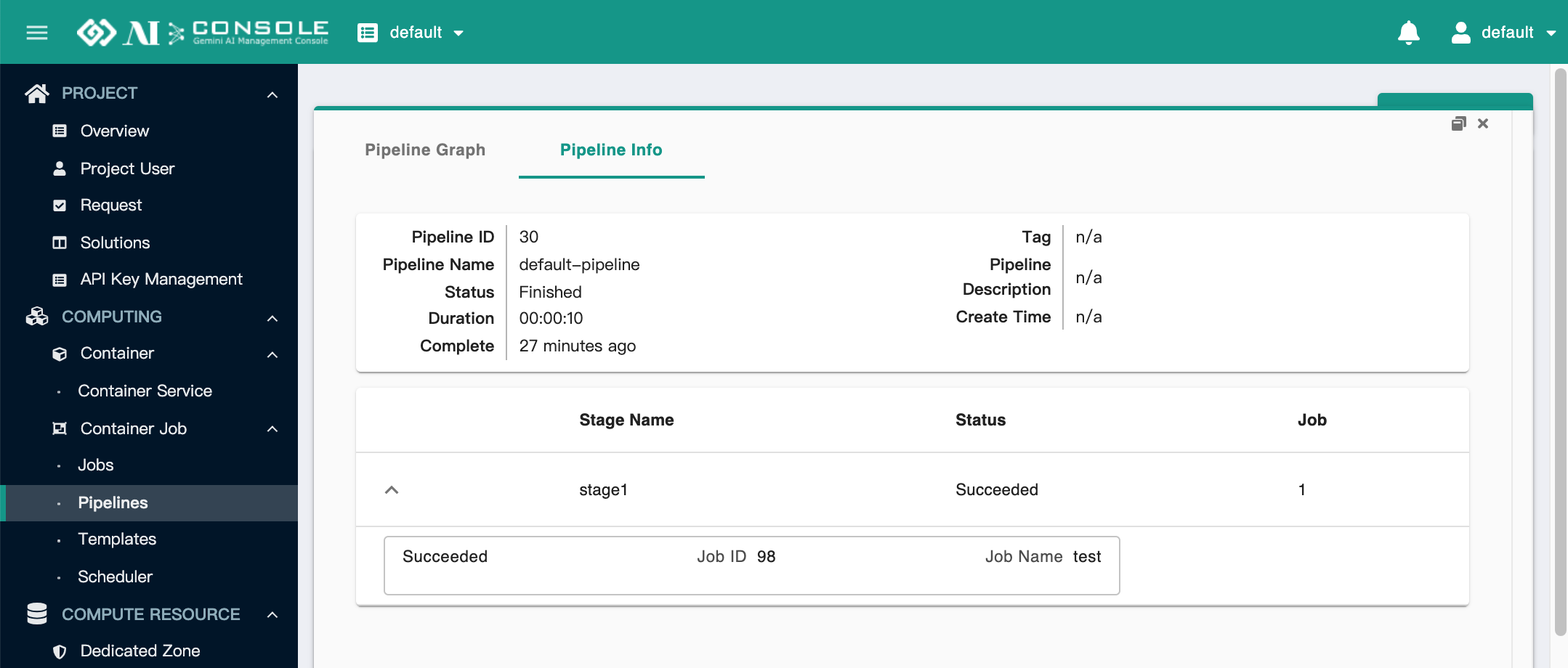 pipeline info