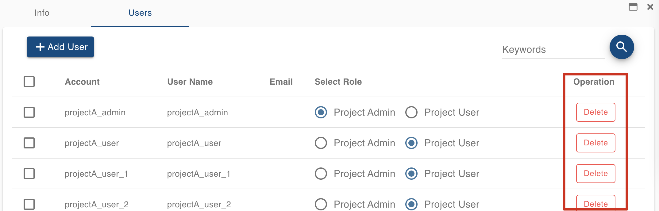 Single Project Remove User