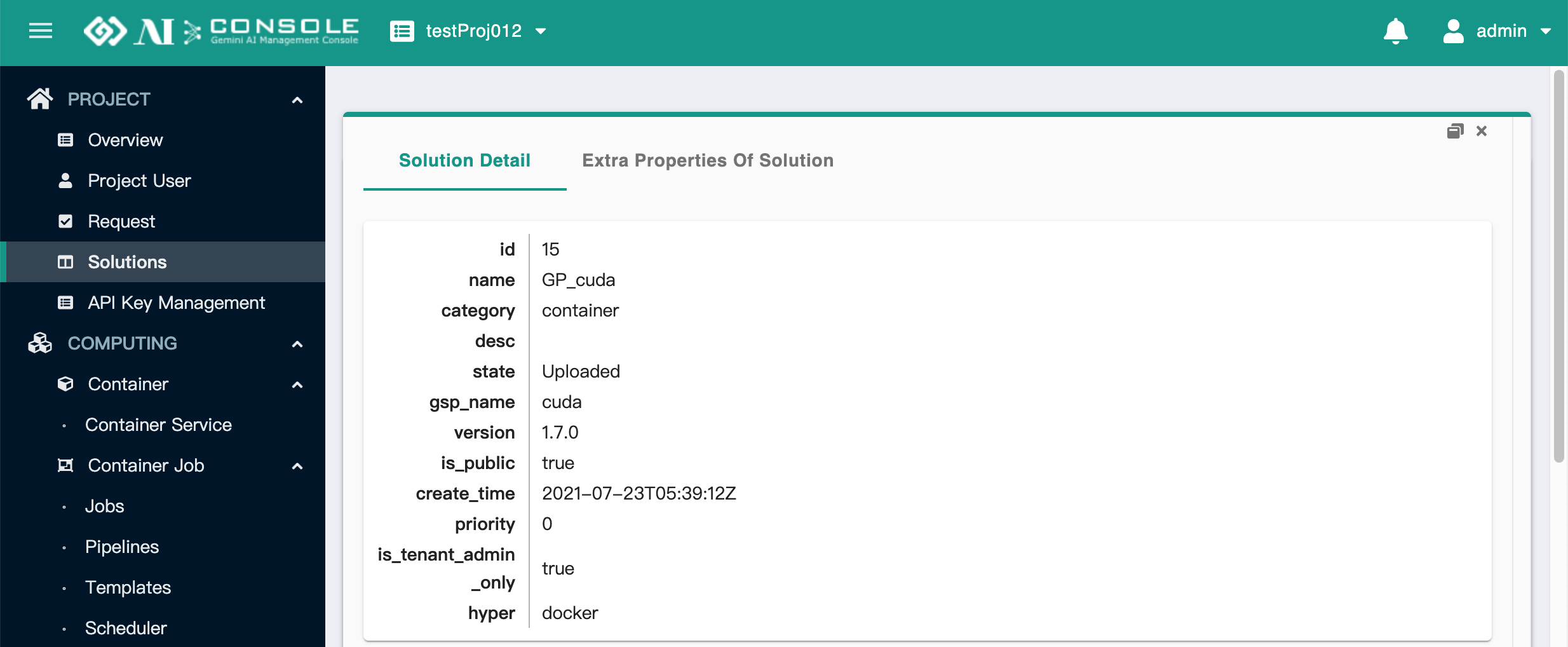 project solution detail