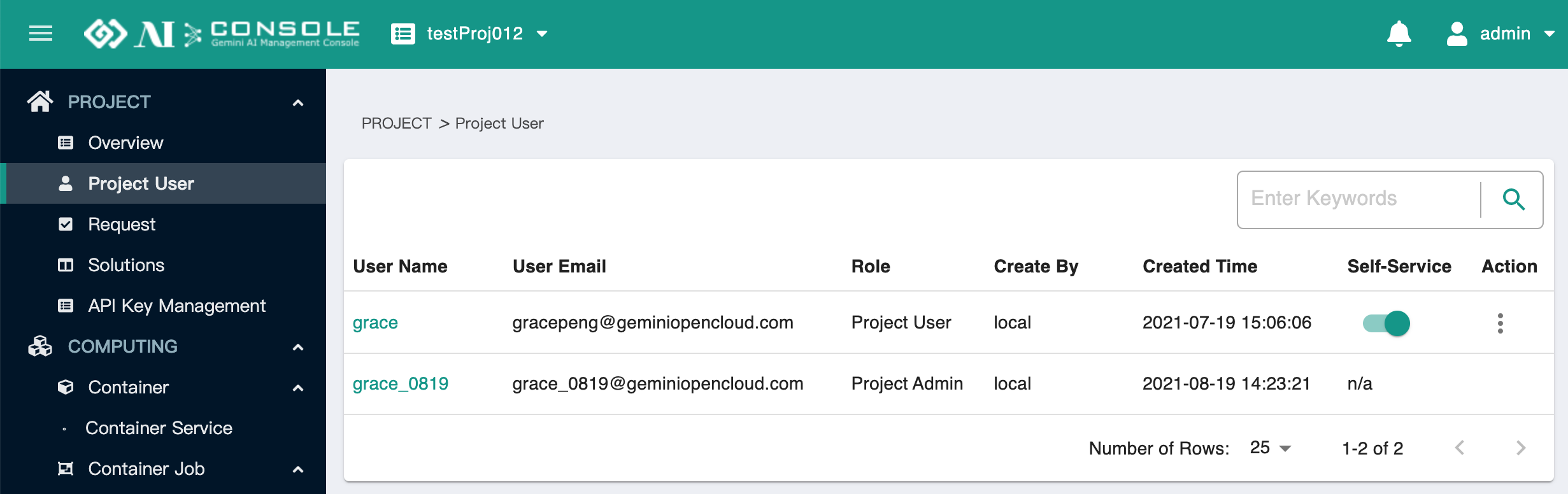 project user
