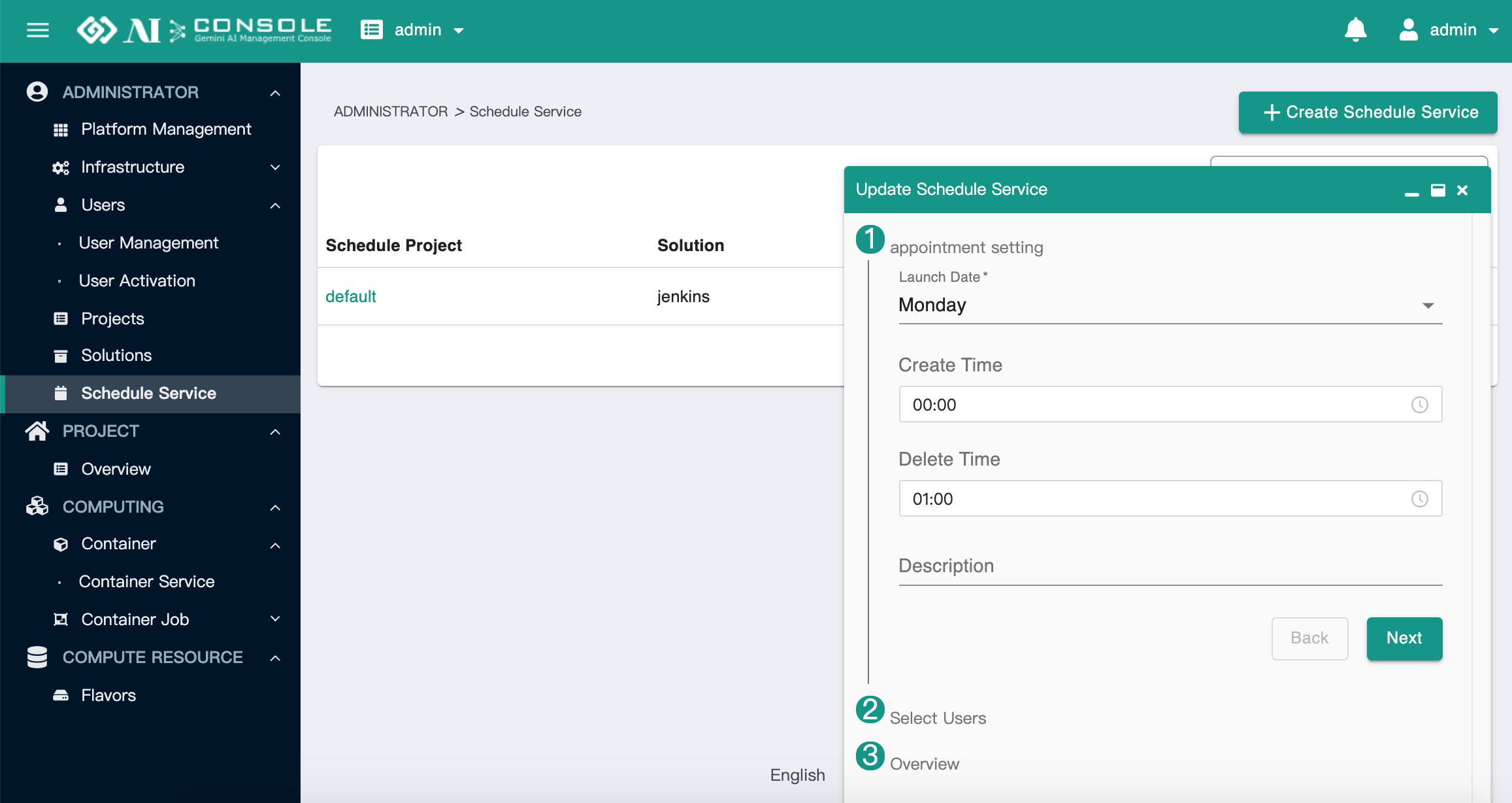 schedule service update 1