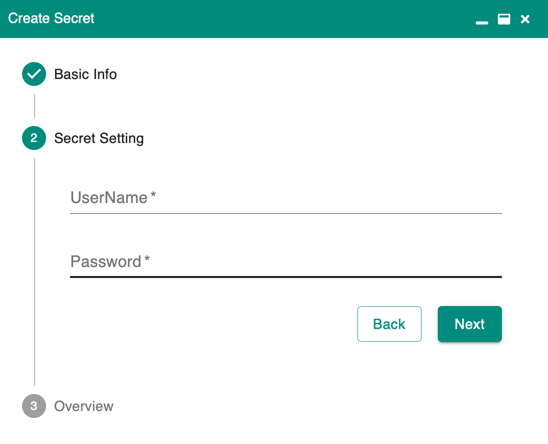 secret create form basic auth