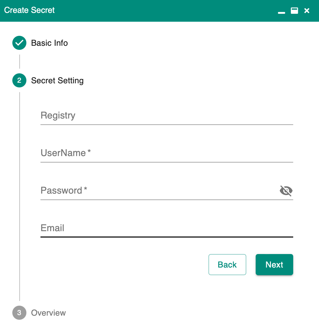 secret create form docker registry