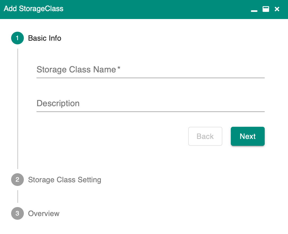 storage class create basic info