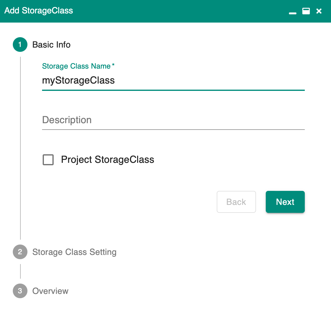 storage class create basic info