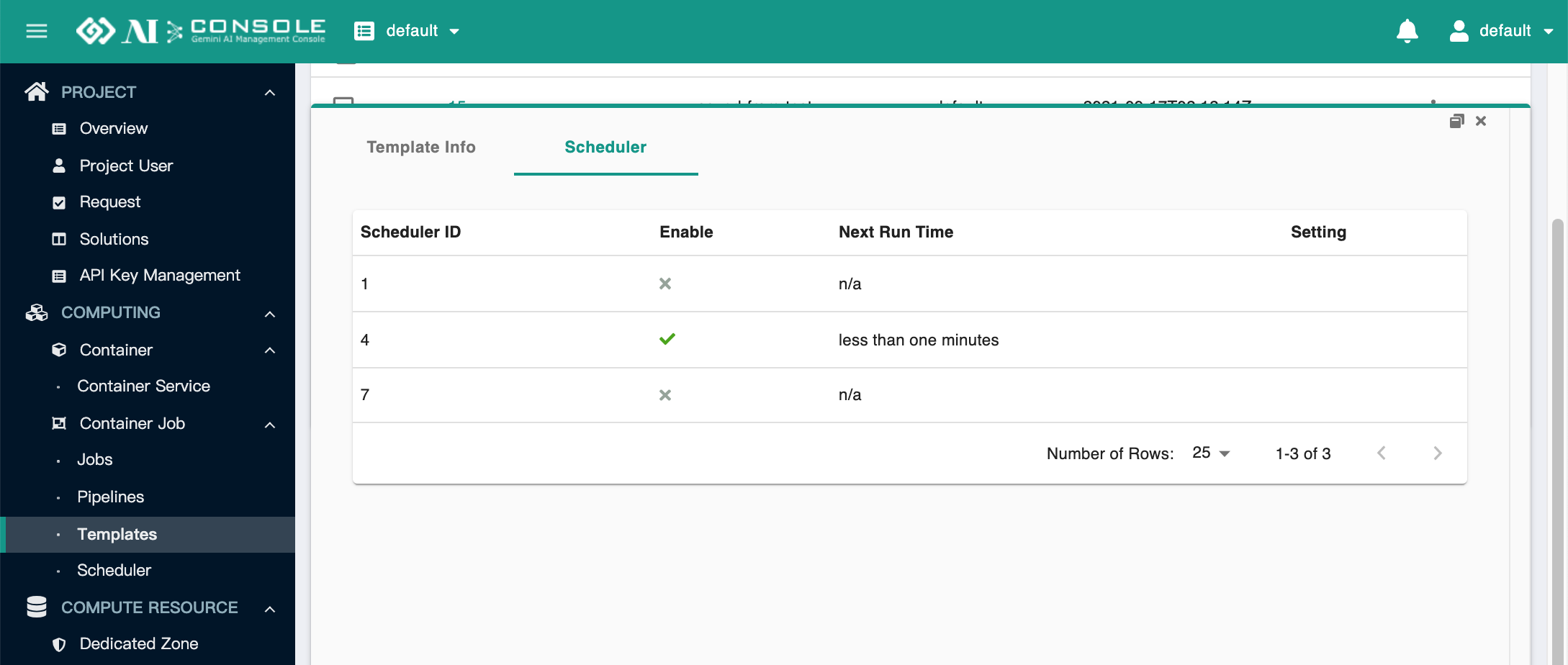 template scheduler