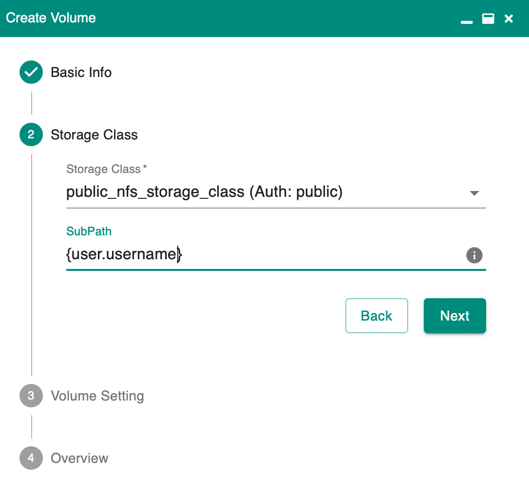 volume create storage class