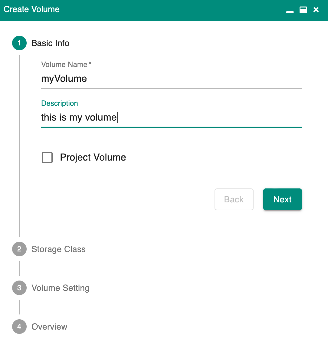 volume create basic info