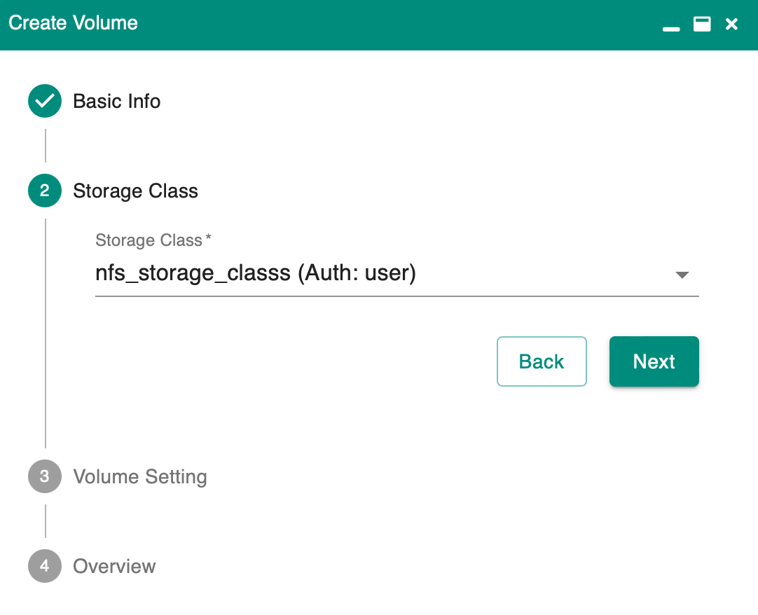 volume create storage class